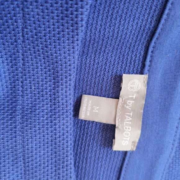Talbots Womens Blue Knit Long Sleeve Top With Front Pocket & Button Detail - Siz - Picture 5 of 7